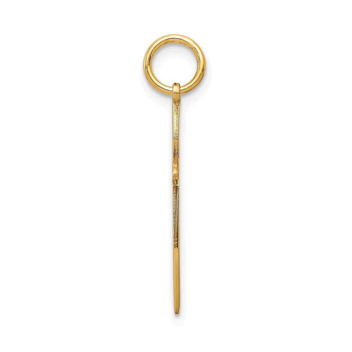 14k Yellow Gold Cross Pendant with Open Marquise Design, Lightweight Religious Charm for Women