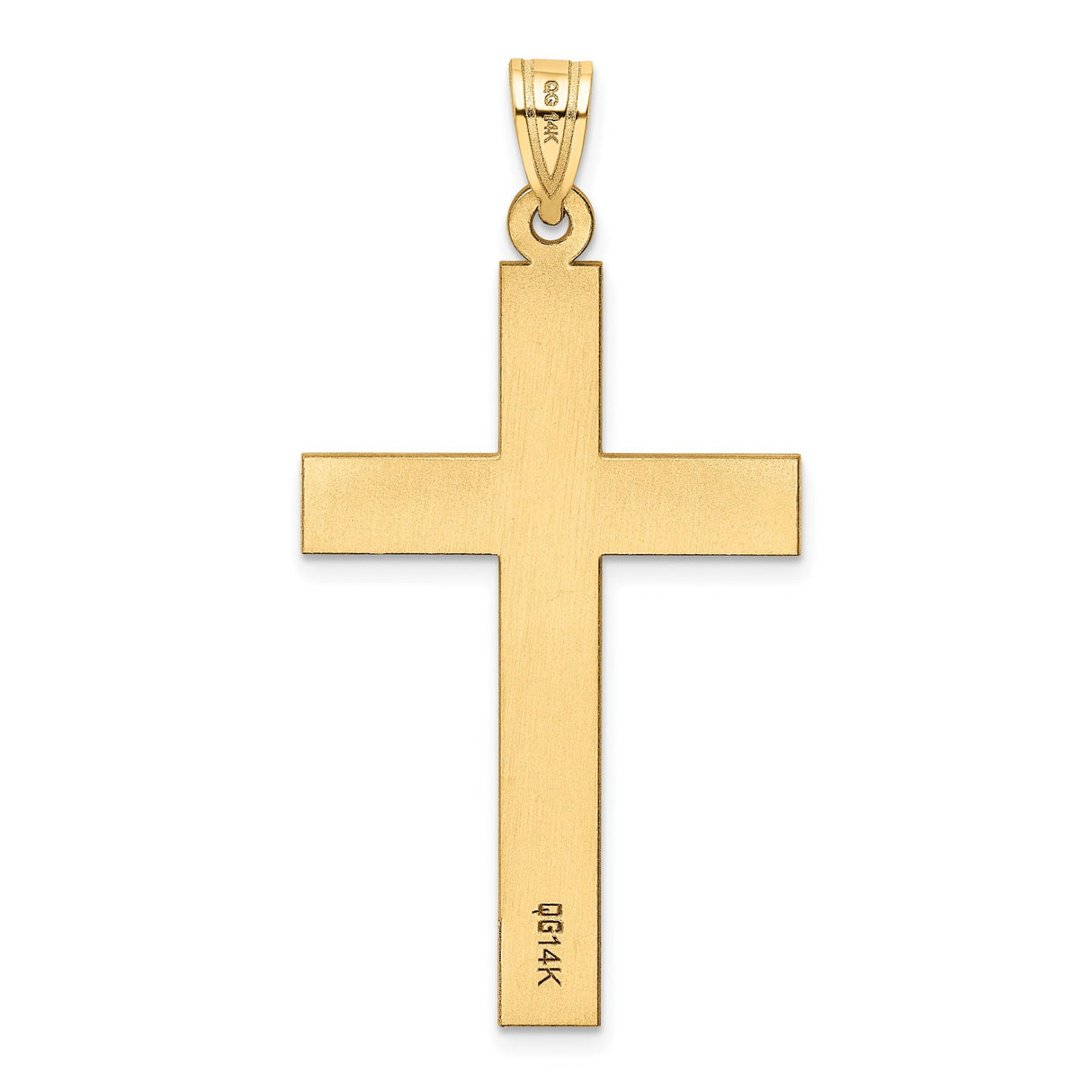 14k Yellow Gold Cross Pendant, Polished Unisex Christian Symbol of Faith and Devotion