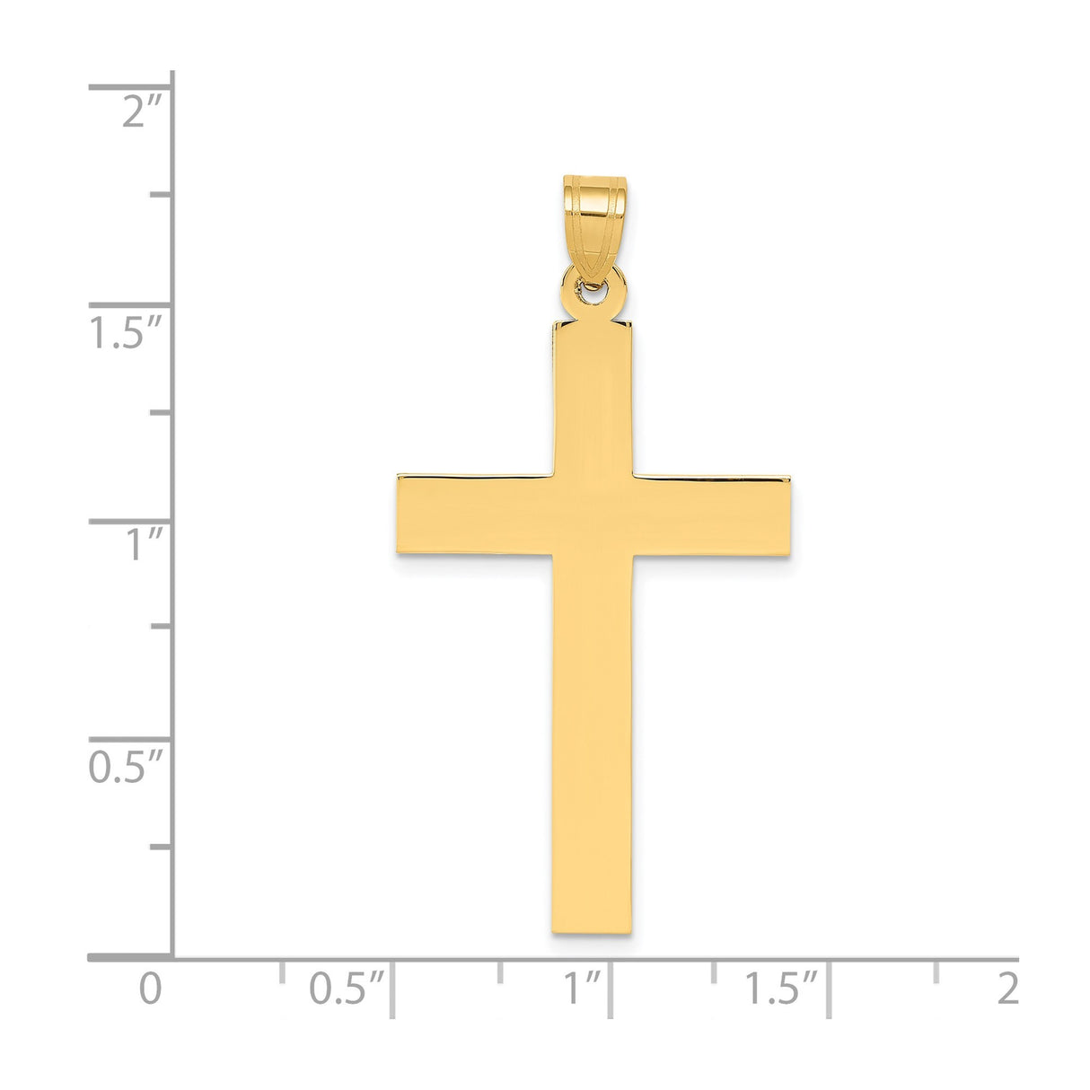 14k Yellow Gold Cross Pendant, Polished Unisex Christian Symbol of Faith and Devotion