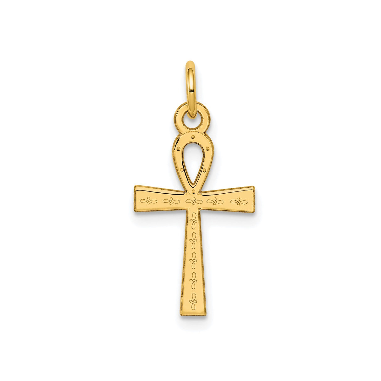14k Yellow Gold Ankh Cross Pendant, Egyptian Symbol of Life and Immortality, Unisex Spiritual Jewelry
