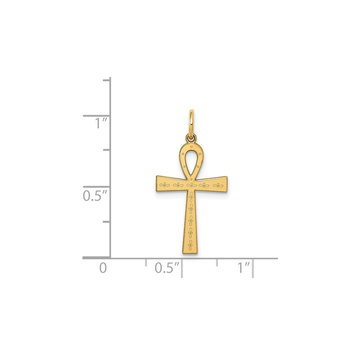 14k Yellow Gold Ankh Cross Pendant, Egyptian Symbol of Life and Eternity, Unisex Spiritual Jewelry