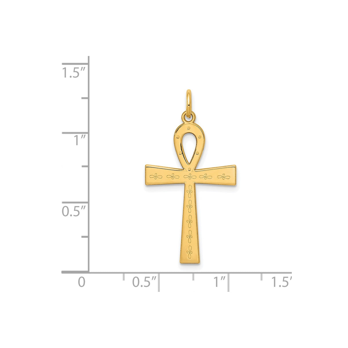 14k Yellow Gold Ankh Cross Pendant, Egyptian Symbol of Life and Immortality, Unisex Jewelry