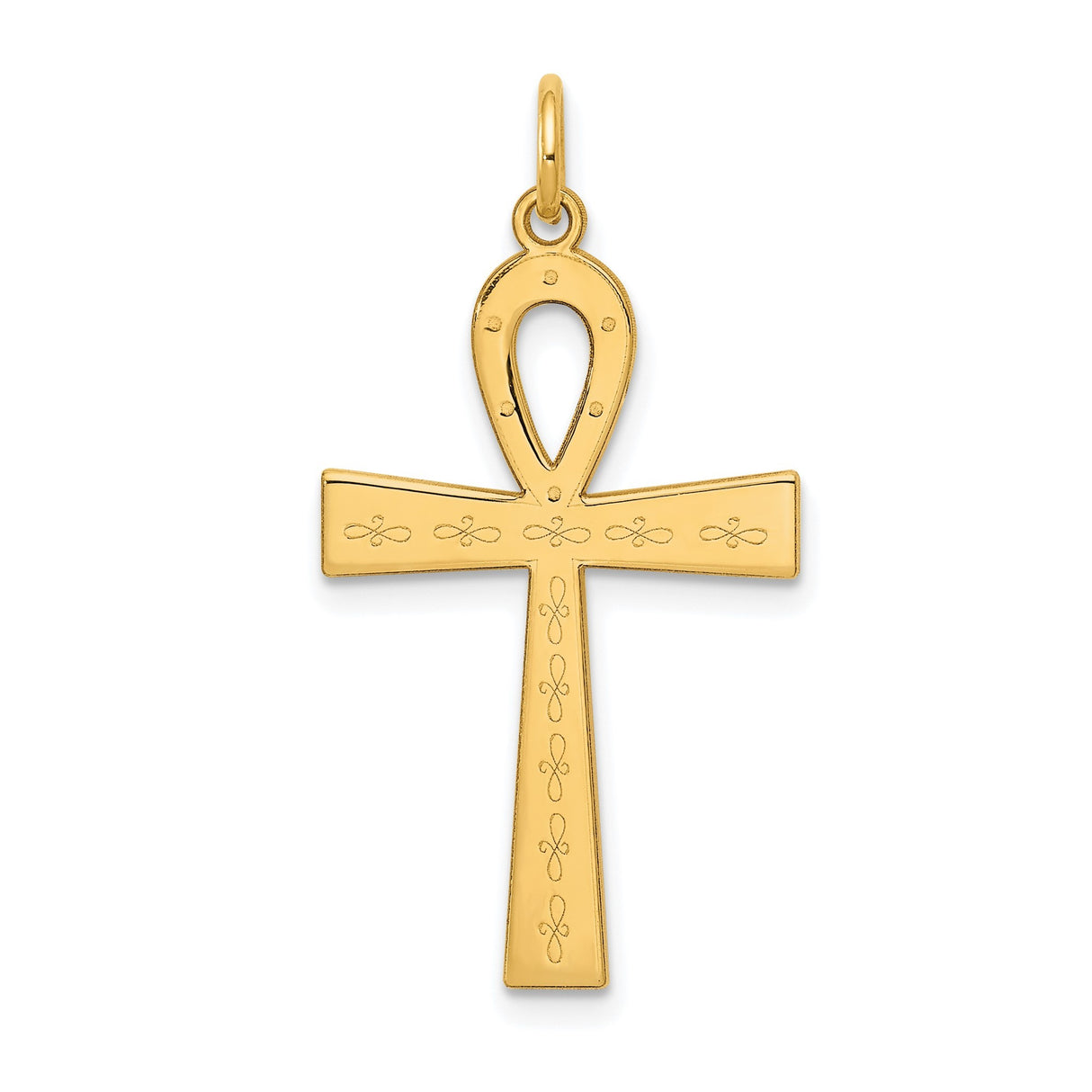 14k Yellow Gold Ankh Cross Pendant, Egyptian Symbol of Life and Immortality, Unisex Jewelry