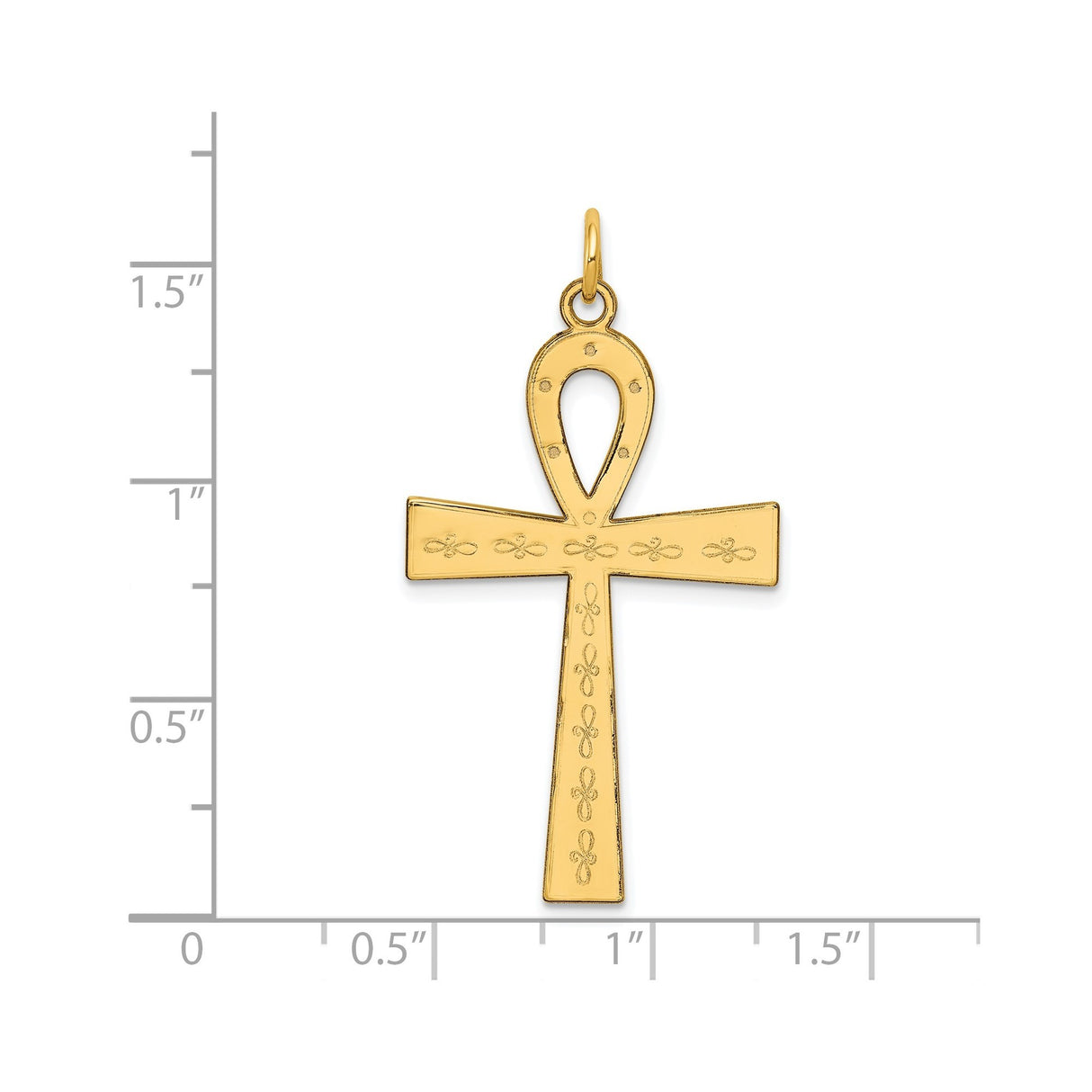 14k Yellow Gold Ankh Cross Pendant with Detailing, Egyptian Symbol of Eternal Life