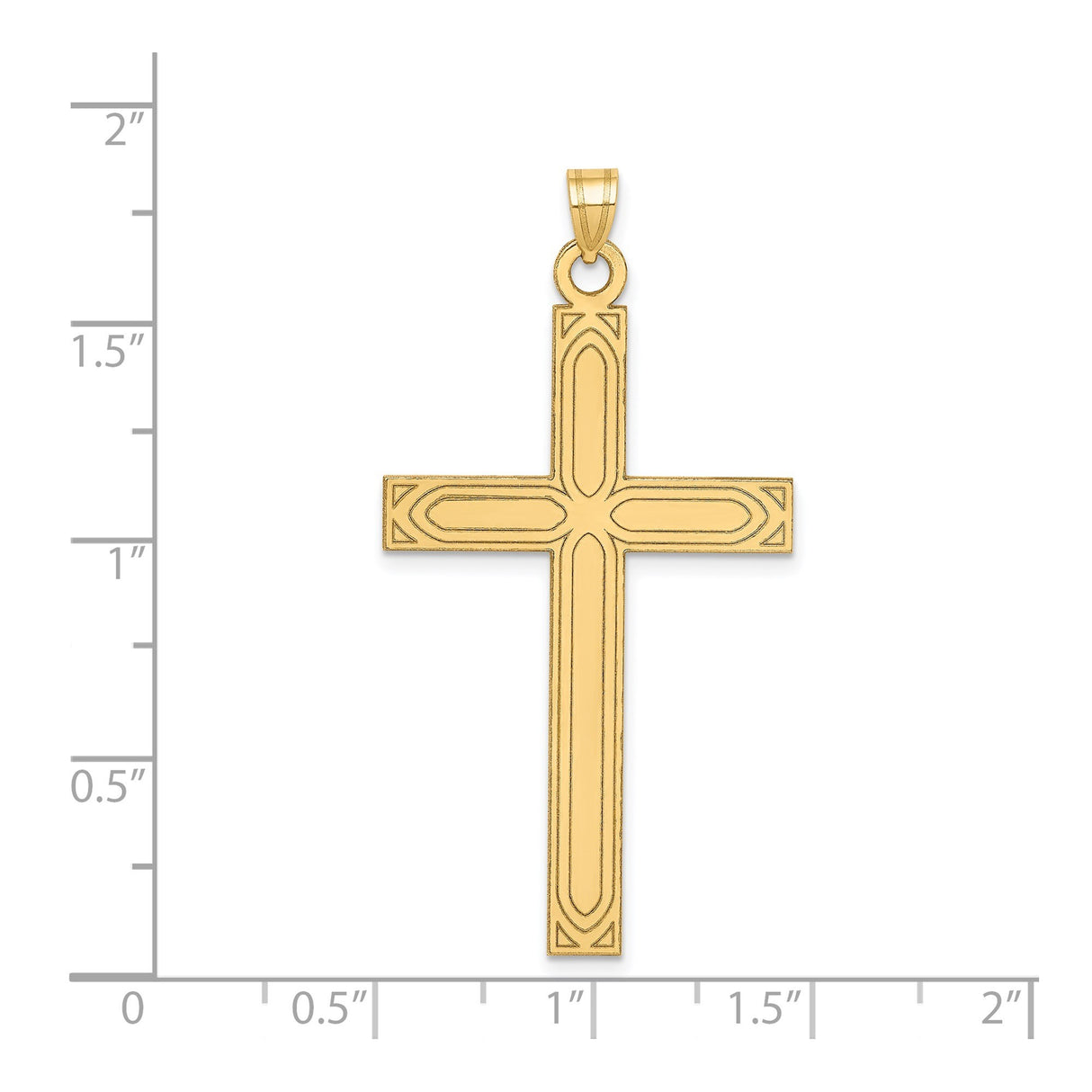 14k Yellow Gold Cross Pendant, Traditional Christian Catholic Religious Charm for Men or Women