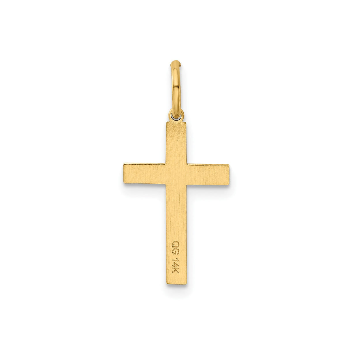 14k Yellow Gold Cross Pendant with Heart Engraving, Christian Faith Jewelry for Women