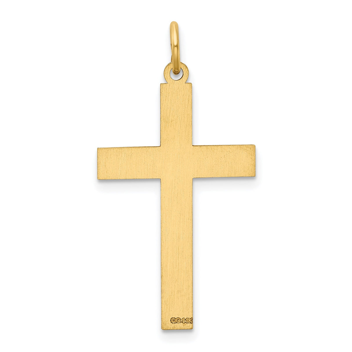 14k Yellow Gold Cross Pendant with Heart Detail, Christian Religious Jewelry for Women