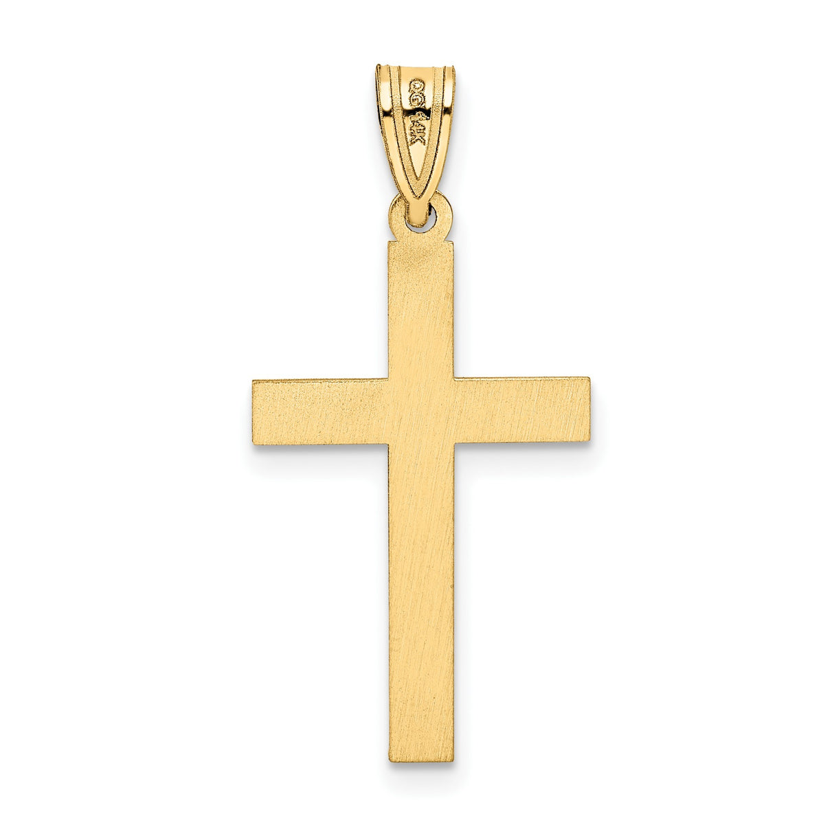 14k Yellow Gold Cross Pendant with Flat Polished Design and Beveled Edges