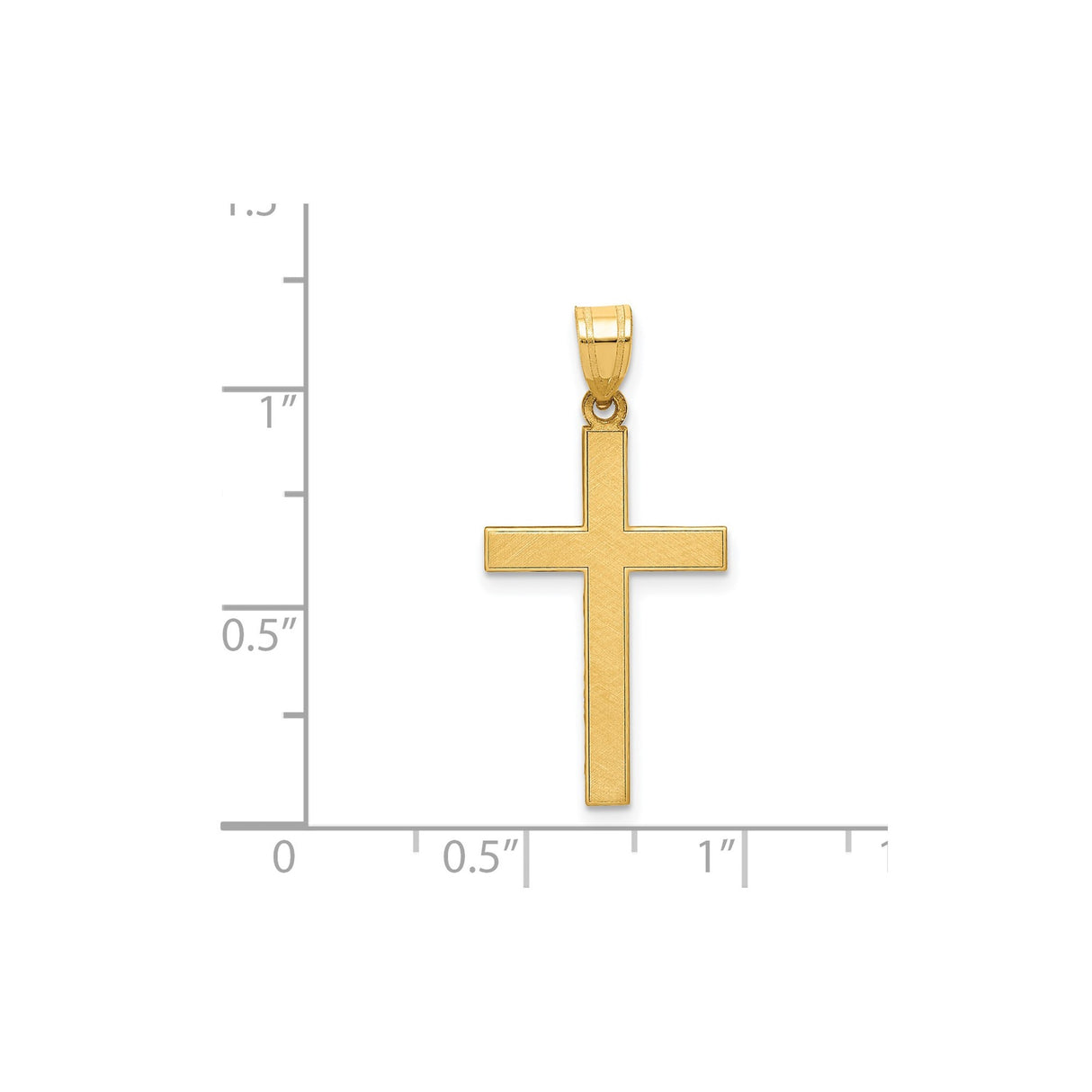 14k Yellow Gold Cross Pendant with Flat Polished Design and Beveled Edges