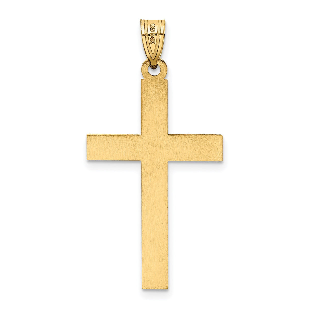 14k Yellow Gold Cross Pendant with Brushed Finish and Polished Bail, Christian Symbol of Faith