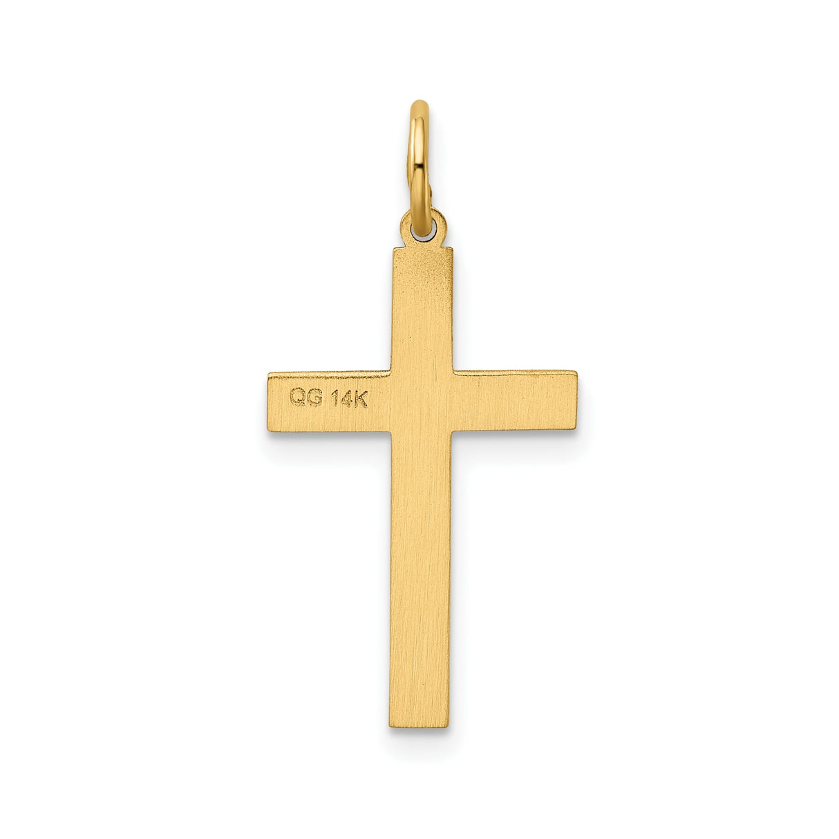 14k Yellow Gold Cross Pendant with Heart Motifs and Scroll Detailing