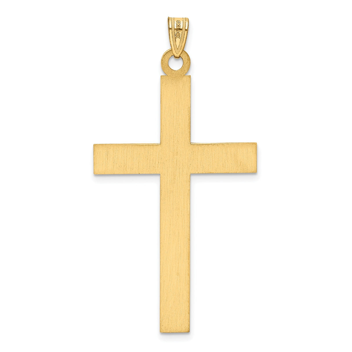 14k Yellow Gold Cross Pendant with Clean Double-Line Design, Unisex Religious Charm