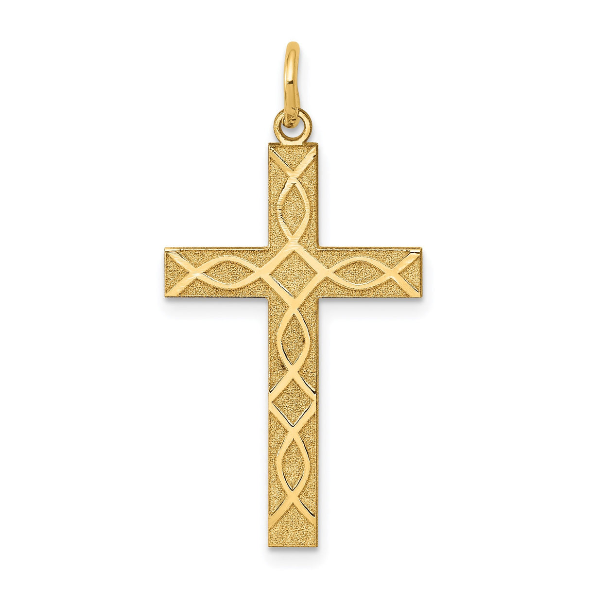 14k Yellow Gold Cross Pendant with Celtic Knot Design, Christian Religious Jewelry