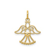 14k Yellow Gold Angel Pendant with Filigree Wings and Heart Center, Christian Jewelry