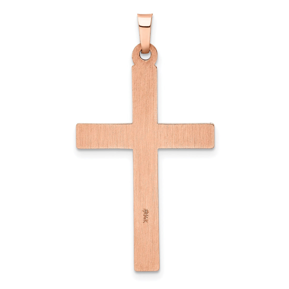14k Rose Gold Cross Pendant, Two-Tone Swoosh Design, Modern Christian Jewelry for Women