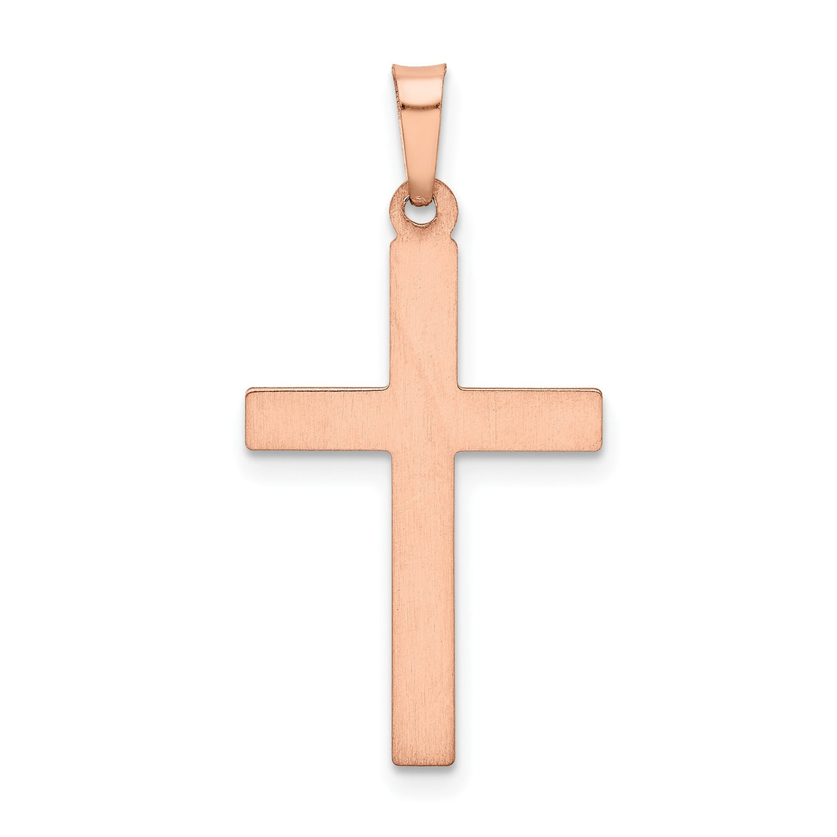 14k Rose Gold Cross Pendant, Modern Two-Tone Satin and Polished Finish, Abstract Christian Symbol
