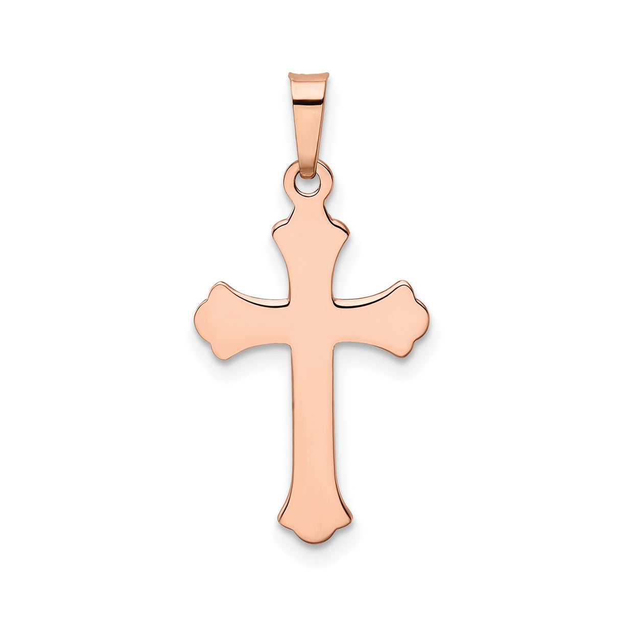 14k Rose Gold Cross Pendant with Ornate Scroll Design for Women