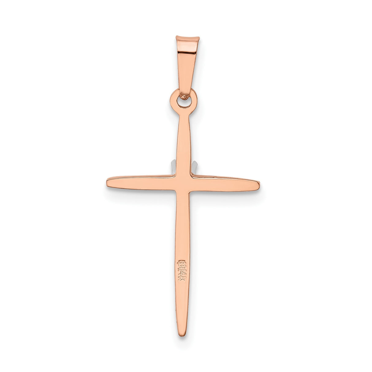 14k Rose Gold Cross Pendant with Diamond Accent, Christian Faith Jewelry for Women