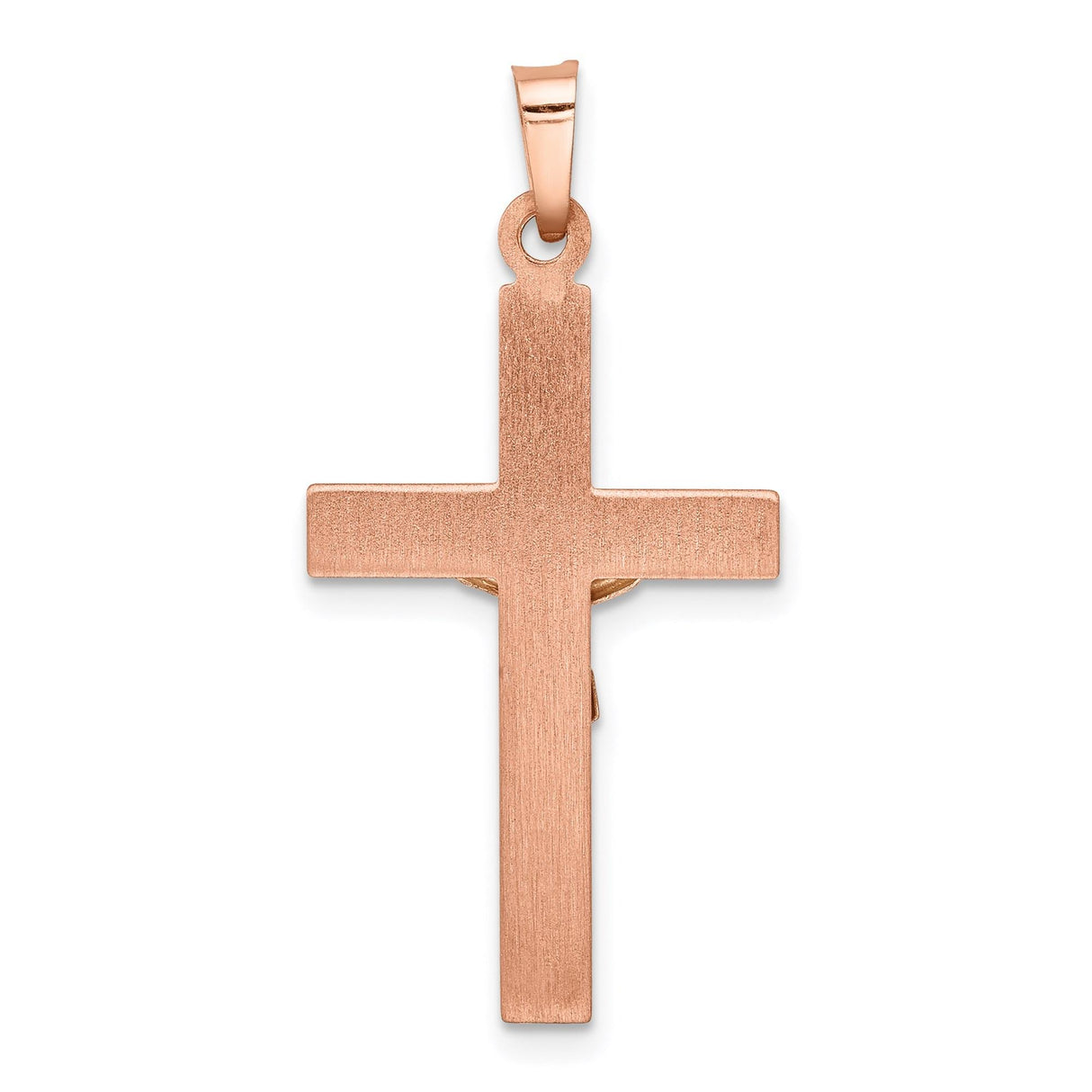 14k Multi-Tone Gold Crucifix Pendant with INRI Banner and Jesus Figure Religious Charm