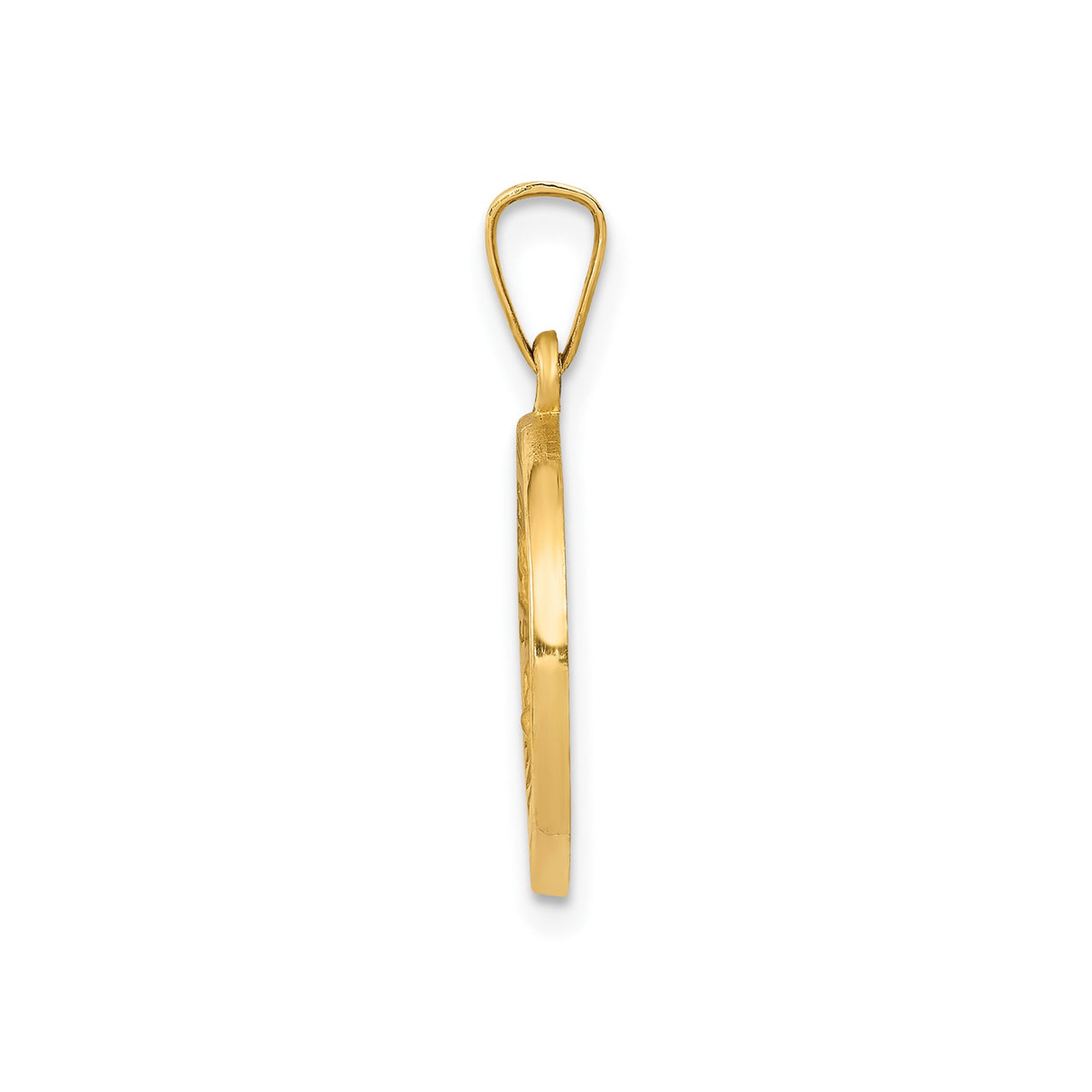 14k Yellow Gold Sacred Heart of Jesus Pendant Medal with Mercy Inscription