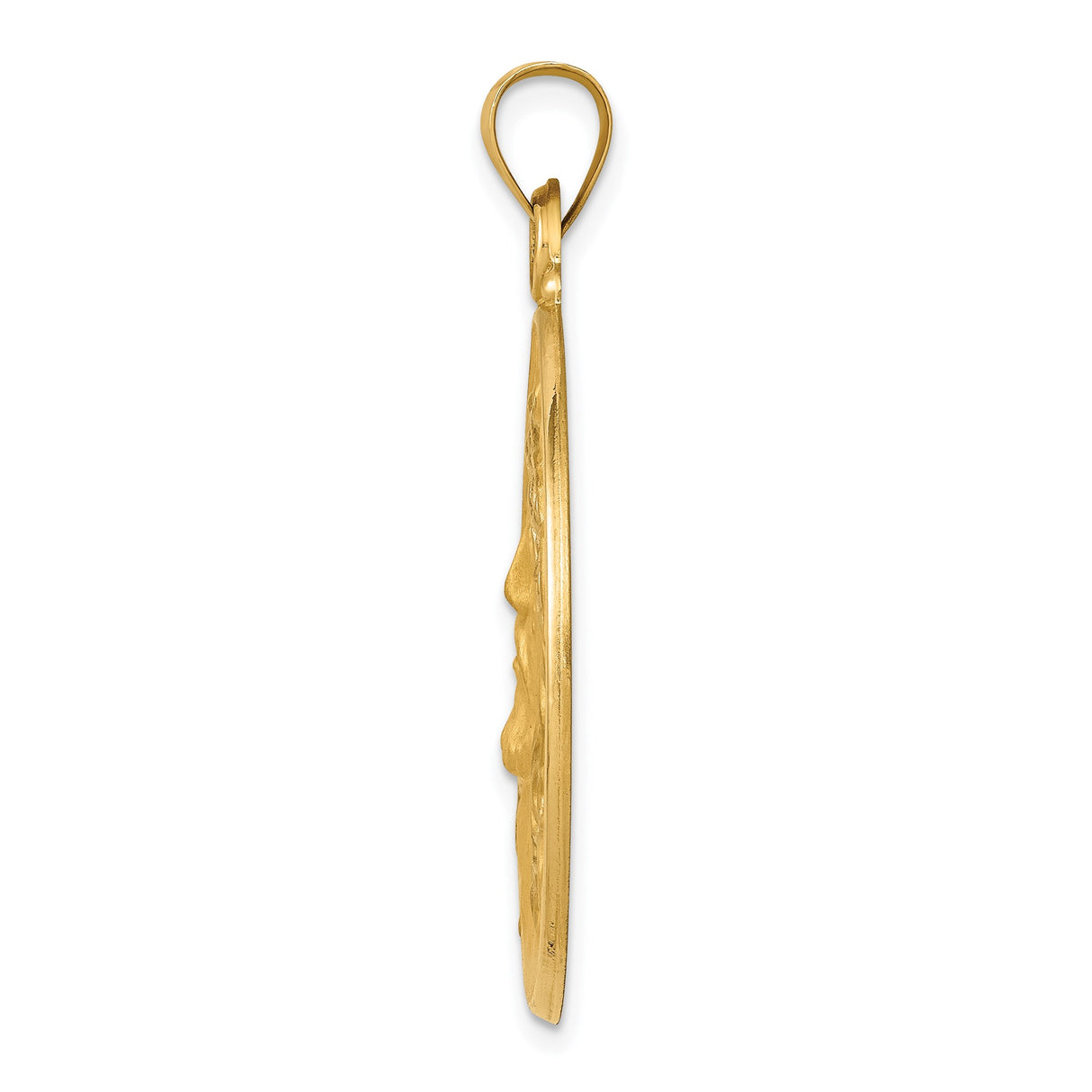 14k Yellow Gold Jesus Christ Pendant with Crown of Thorns and Radiant Halo