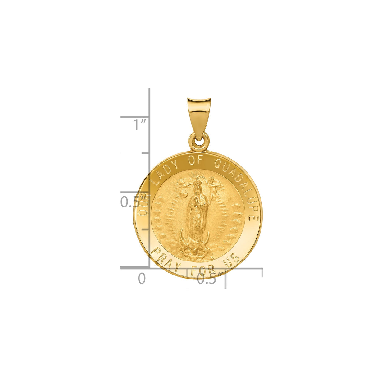 14k Yellow Gold Our Lady of Guadalupe Virgin Mary Medal Pendant for Women
