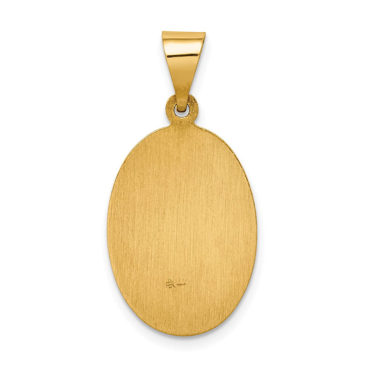 14k Yellow Gold Oval Pendant Featuring Our Lady of Guadalupe and Pray for Us Engraving