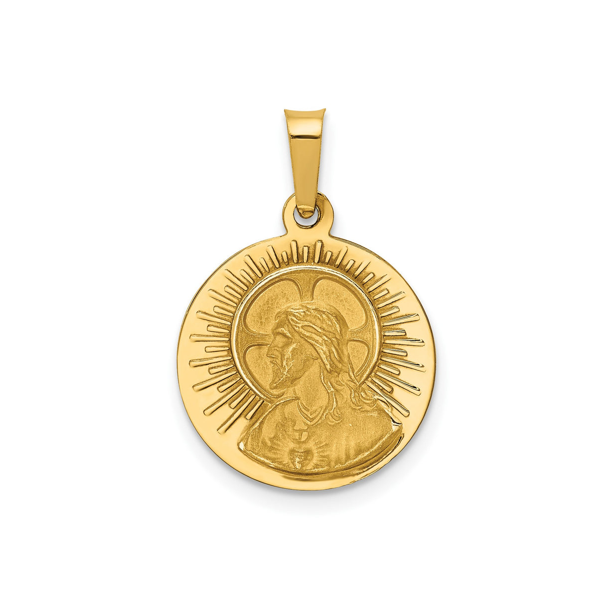 14k Yellow Gold Virgin Mary of Czestochowa Medal Pendant with Cubic Zirconia