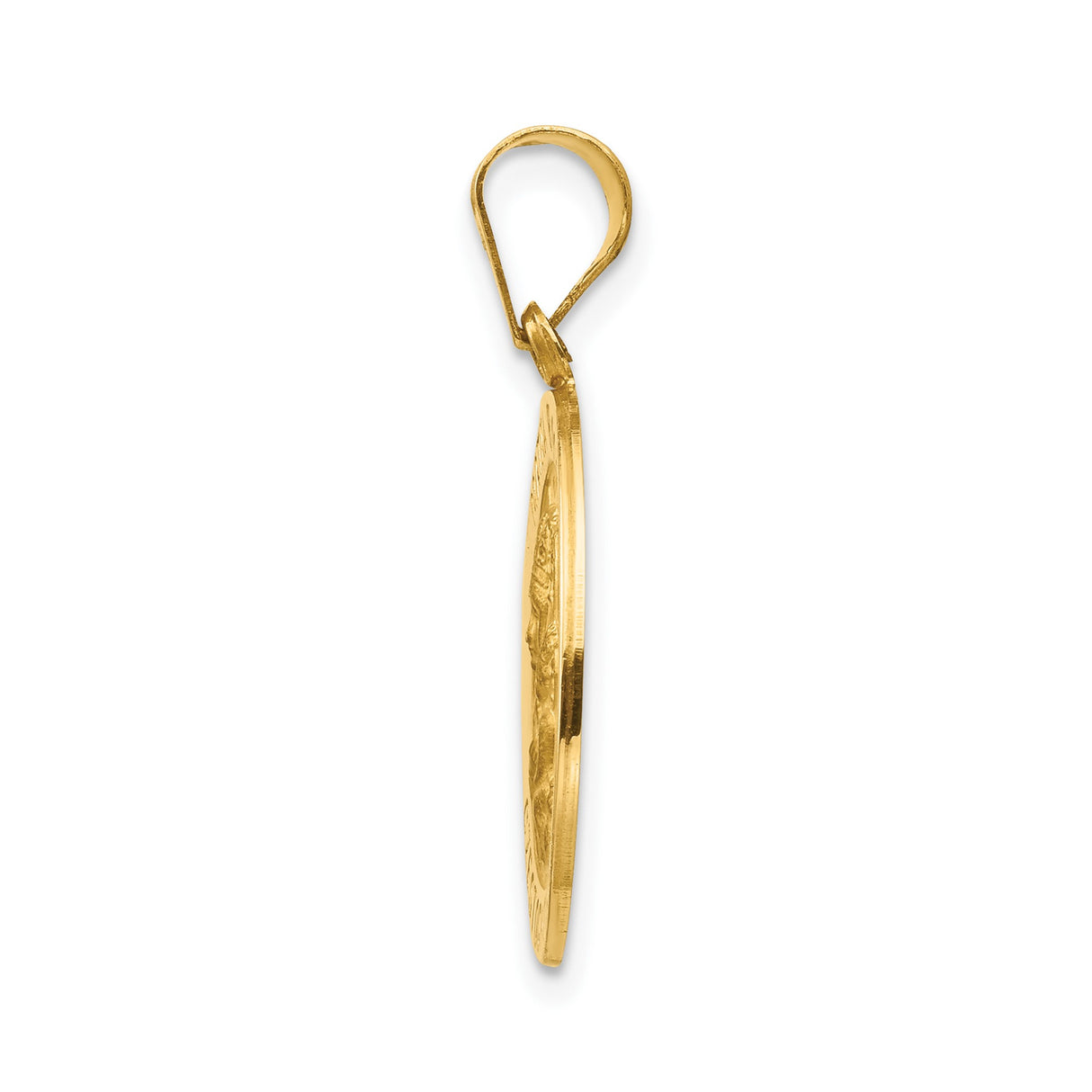 14k Yellow Gold Our Lady of Czestochowa Pendant with Cubic Zirconia, Religious Medallion