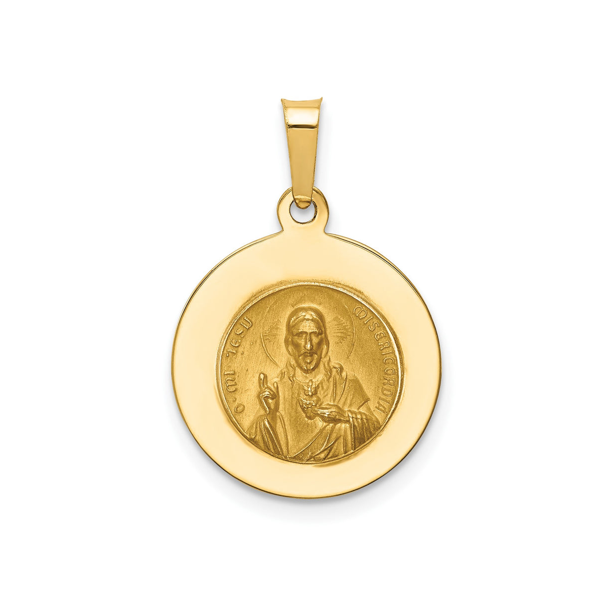 14k Yellow Gold Scapular Medal Pendant, Our Lady of Mount Carmel Religious Charm for Women