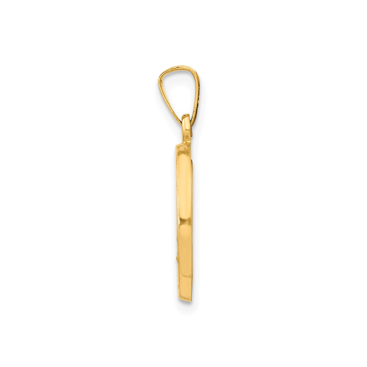 14k Yellow Gold Miraculous Medal Pendant Featuring Virgin Mary and Radiant Beams