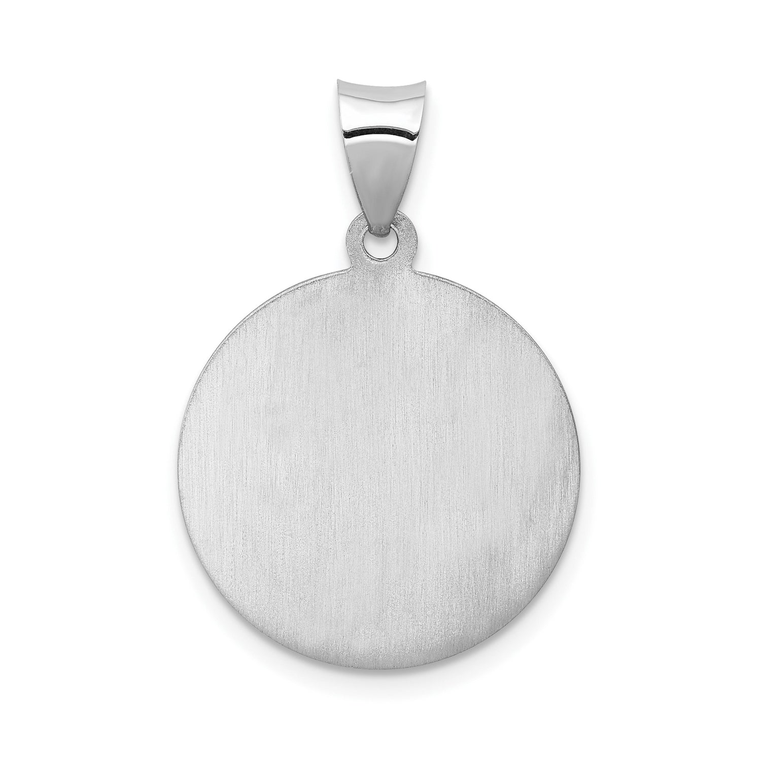 14k White Gold Guardian Angel Pendant with Protection Message, Religious Medallion Charm