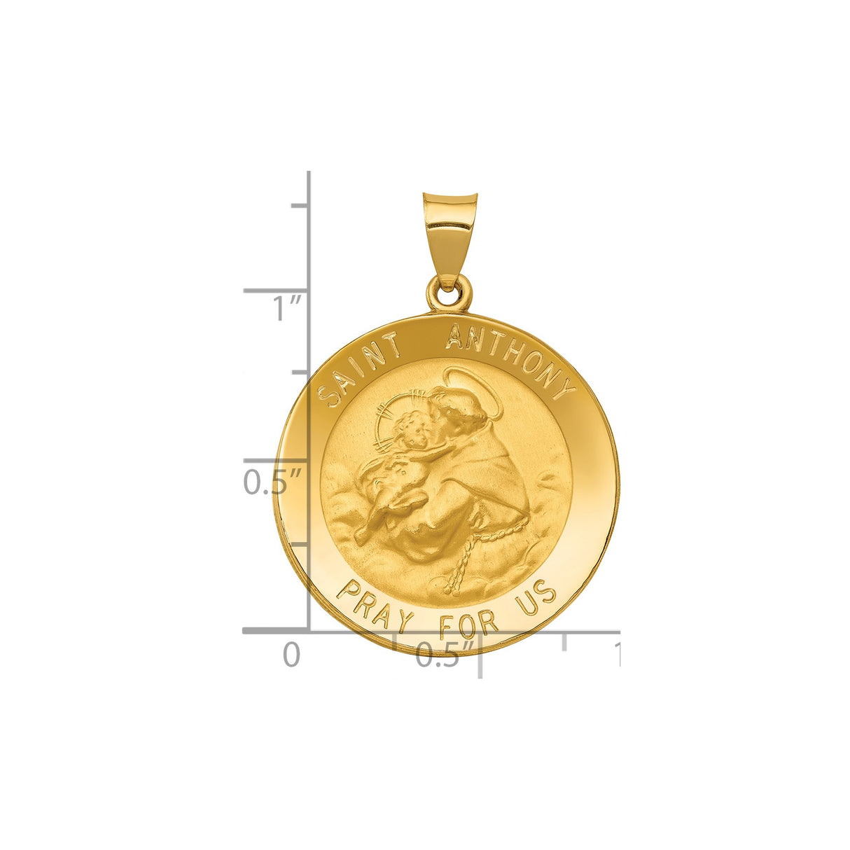 14k Yellow Gold Saint Anthony Pendant with Christ Image, Catholic Religious Medal