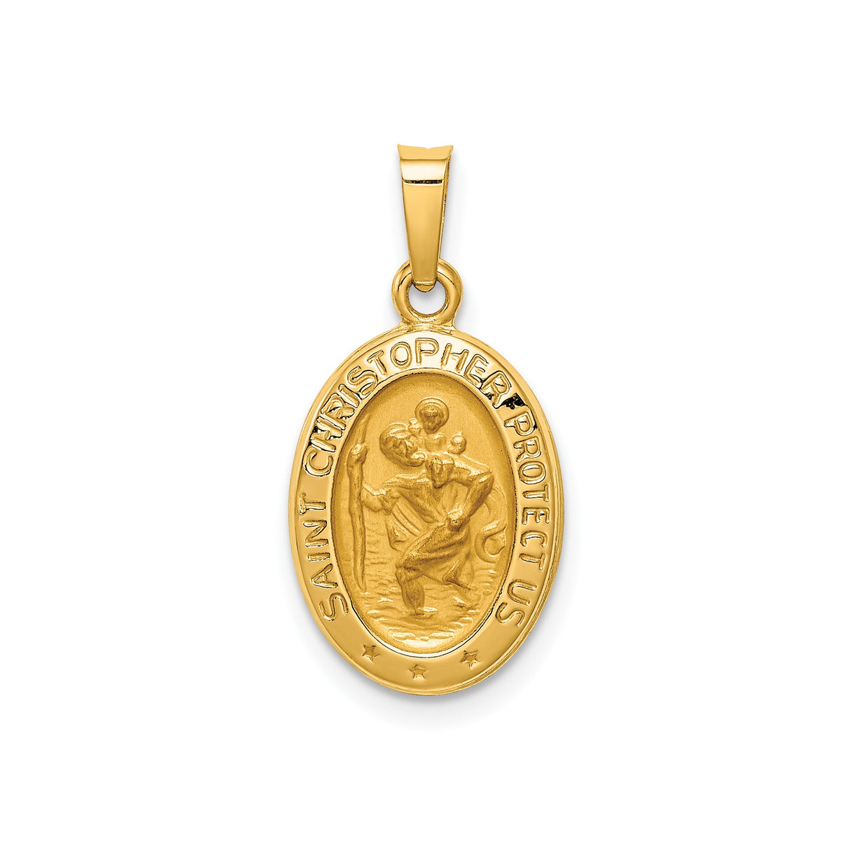 14k Yellow Gold Saint Christopher Oval Medal Pendant, Travel Protection Religious Jewelry