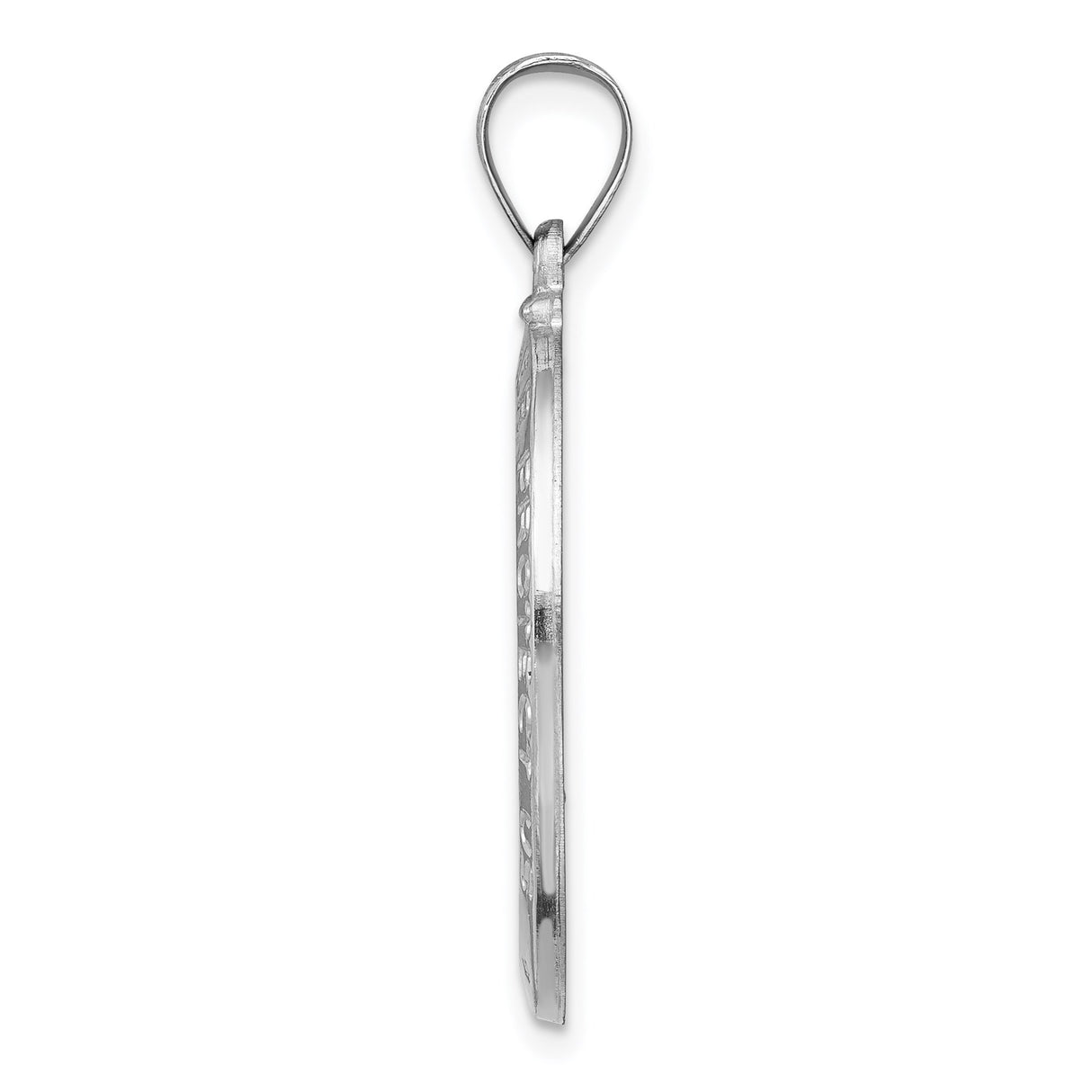 14k White Gold Saint Christopher Oval Medal Pendant, Religious Travel Protection Charm