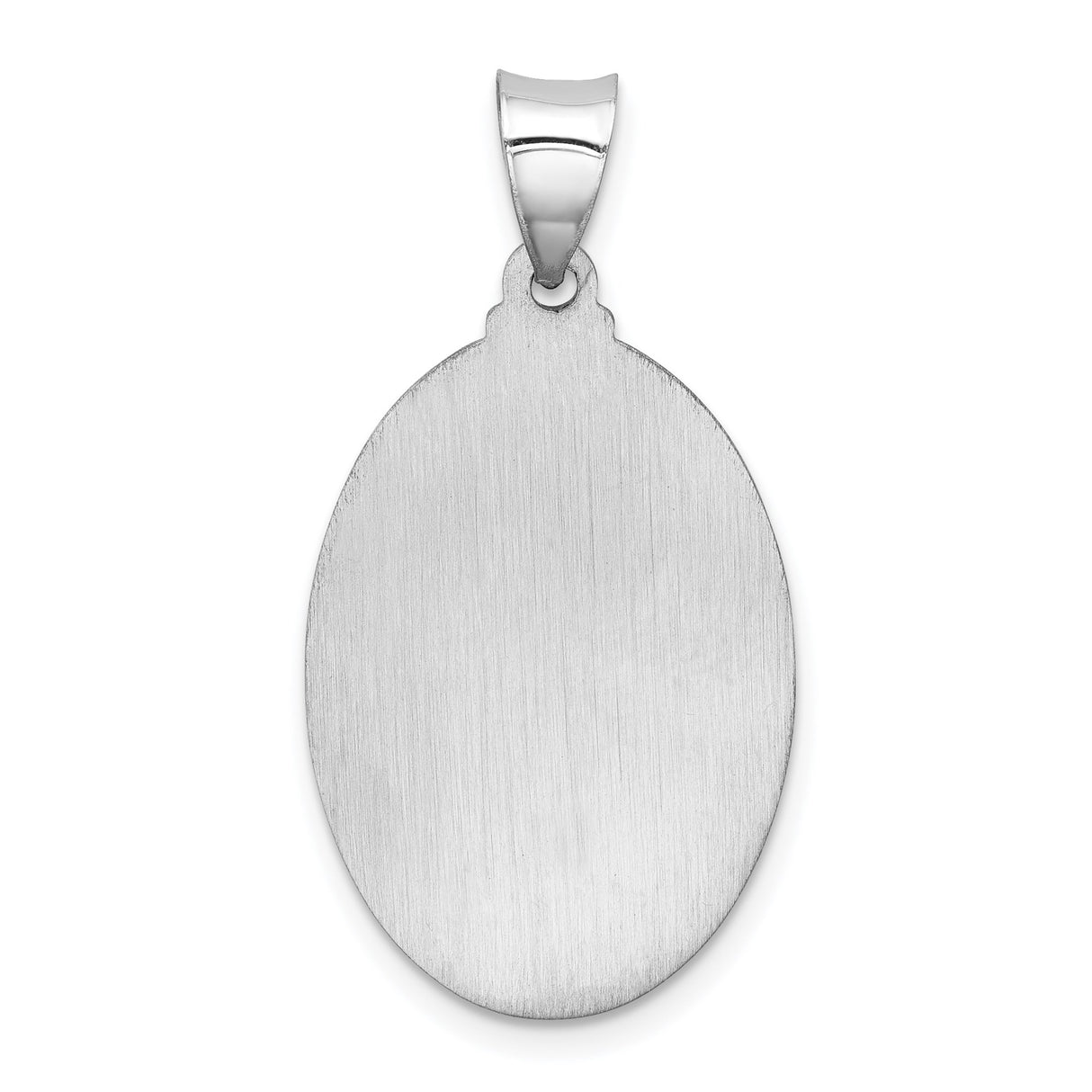 14k White Gold Saint Christopher Oval Medal Pendant, Religious Travel Protection Charm