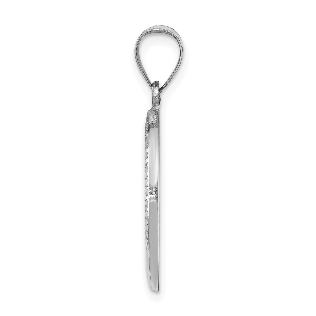 14k White Gold Saint Christopher Medal Pendant, Oval Travel Protection Religious Charm