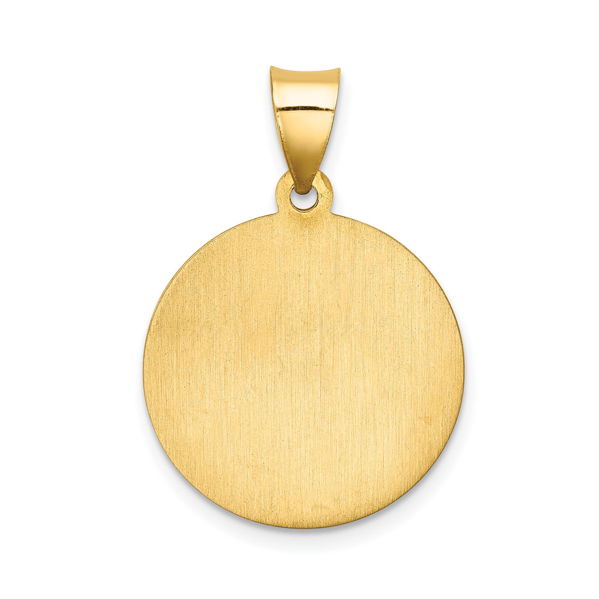 14k Yellow Gold Saint Florian Medal Pendant, Round Protect Us Christian Medallion for Men or Women