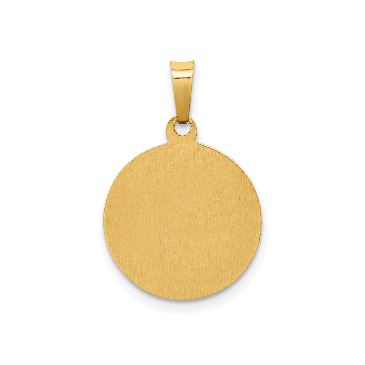 14k Yellow Gold Saint Francis Round Pendant, Hollow Religious Medal with Pray for Us Inscription