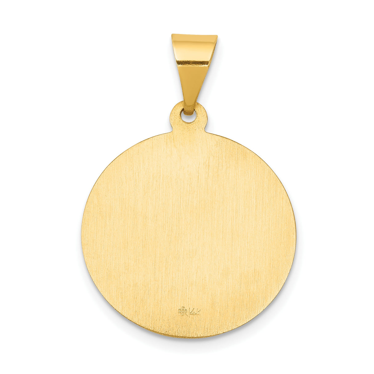 14k Yellow Gold Saint Francis Pendant, Religious Medal with Raised Image and Inscription