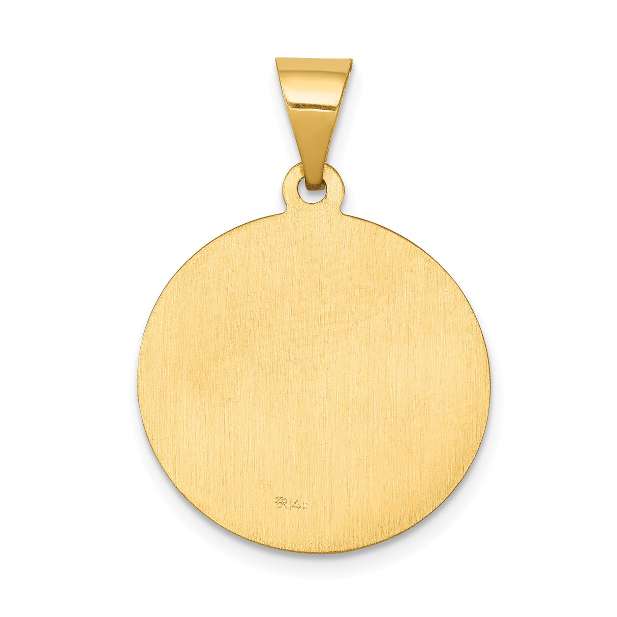 14k Yellow Gold Saint George Pendant, Round Religious Medal for Men or Women