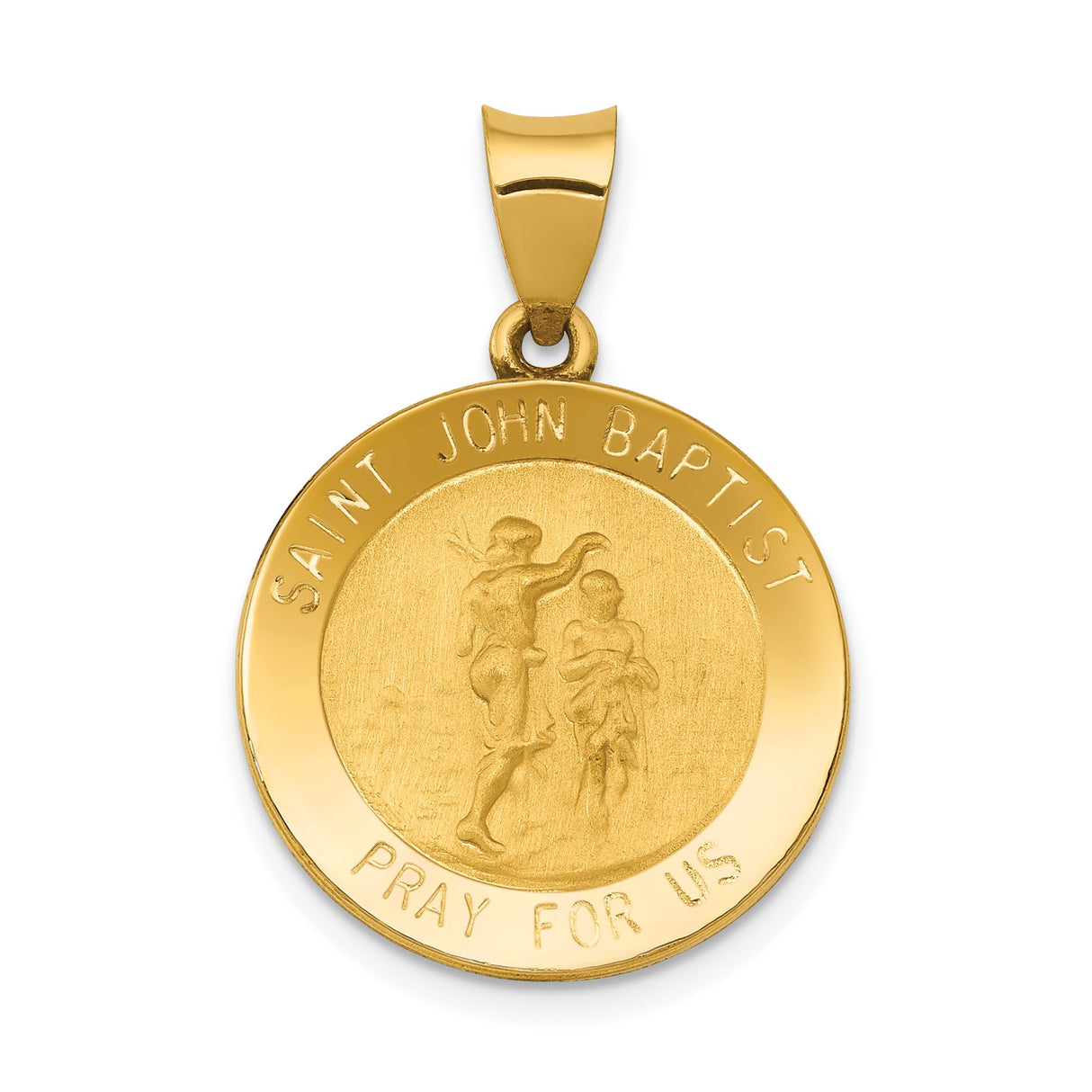 14k Yellow Gold Saint John the Baptist Medal Pendant, Catholic Religious Charm