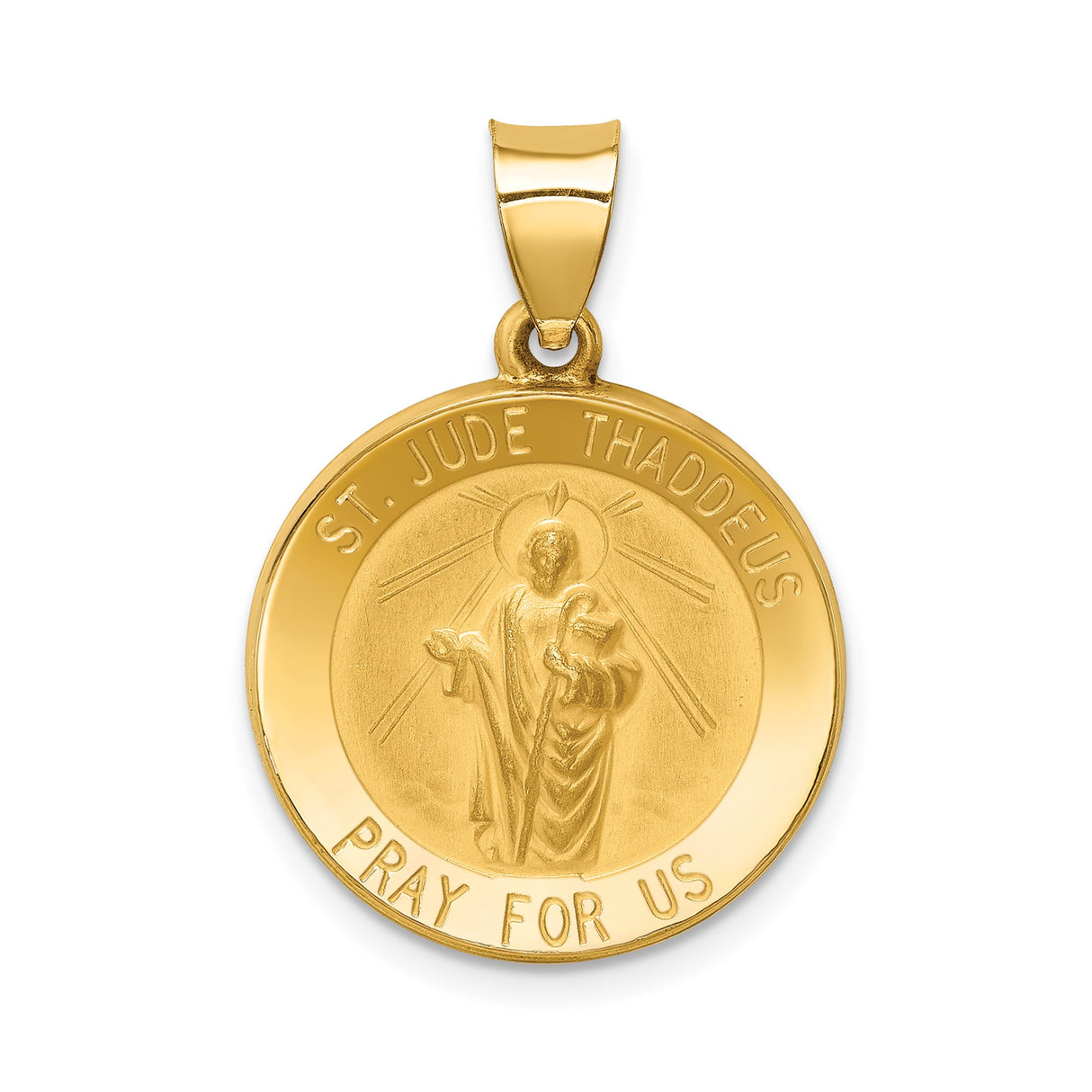 14k Yellow Gold Saint Jude Thaddeus Pendant, Religious Medal Charm for Men and Women