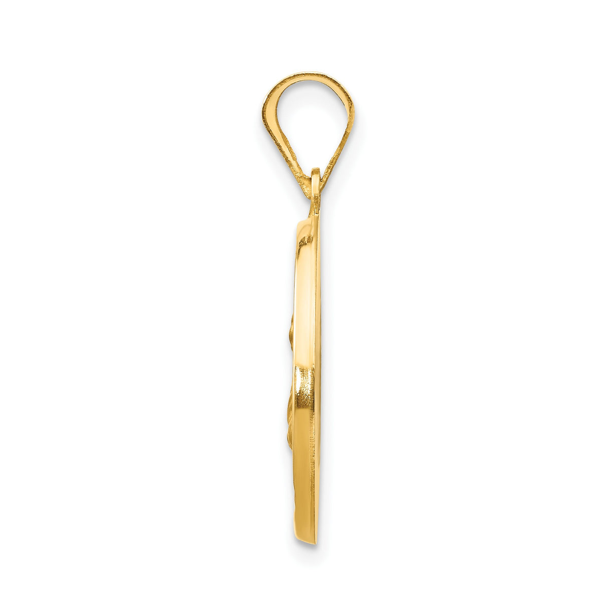 14k Yellow Gold Saint Lucy Pendant, Catholic Religious Medal with Inscription