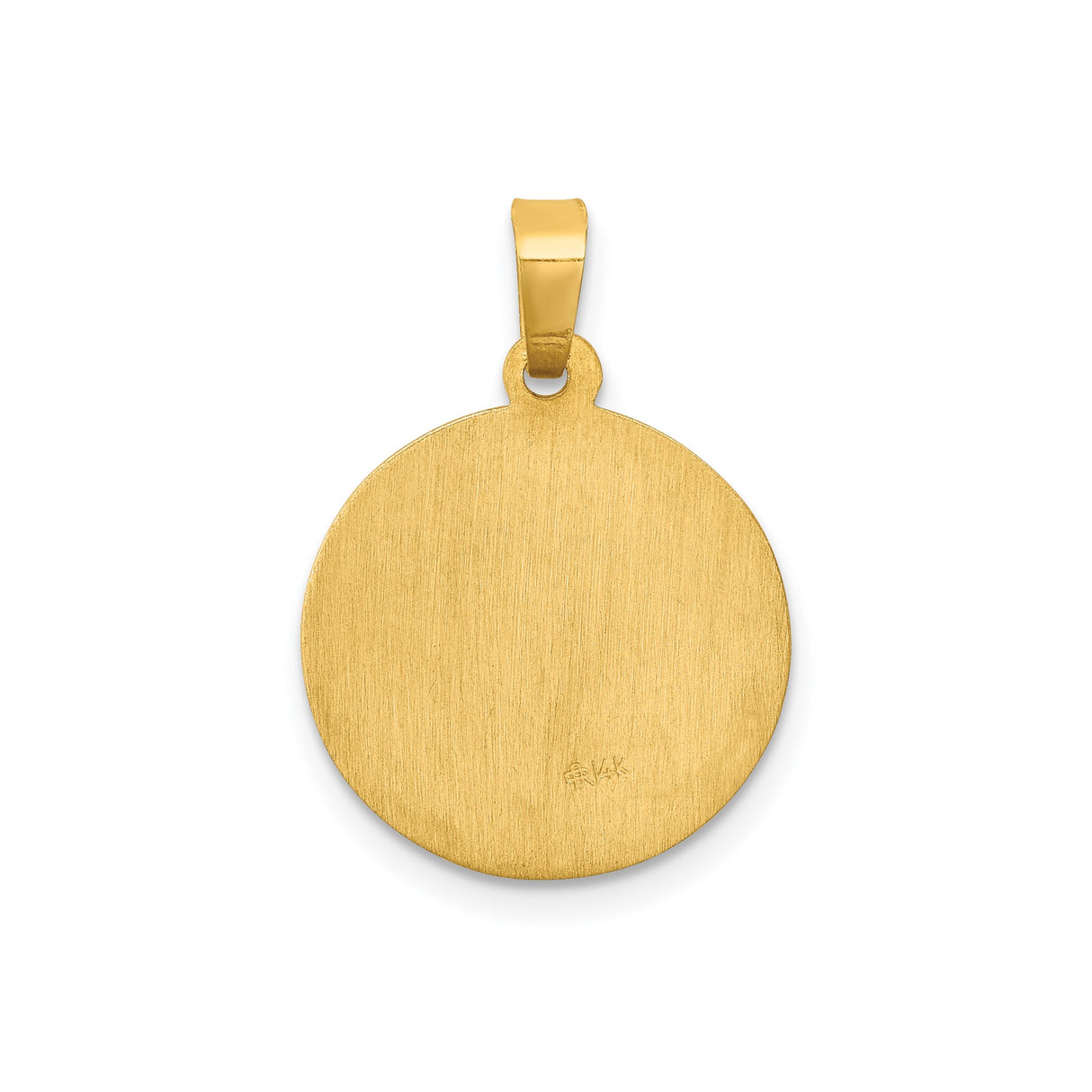 14k Yellow Gold Saint Luke Pendant with Ox Engraving, Catholic Prayer Medal for Men or Women