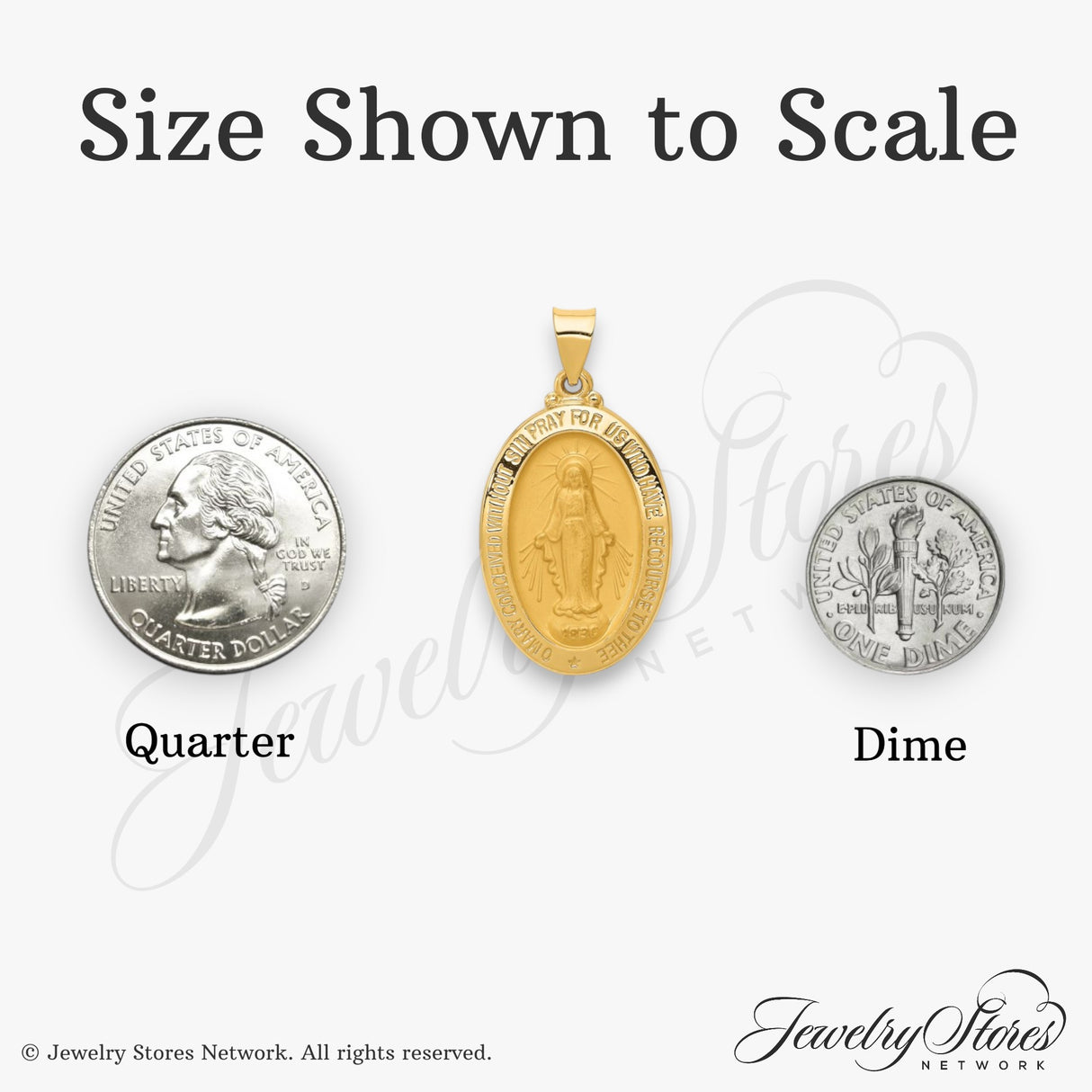 14k Yellow Gold Virgin Mary Miraculous Medal Pendant, Oval Catholic Religious Charm for Women