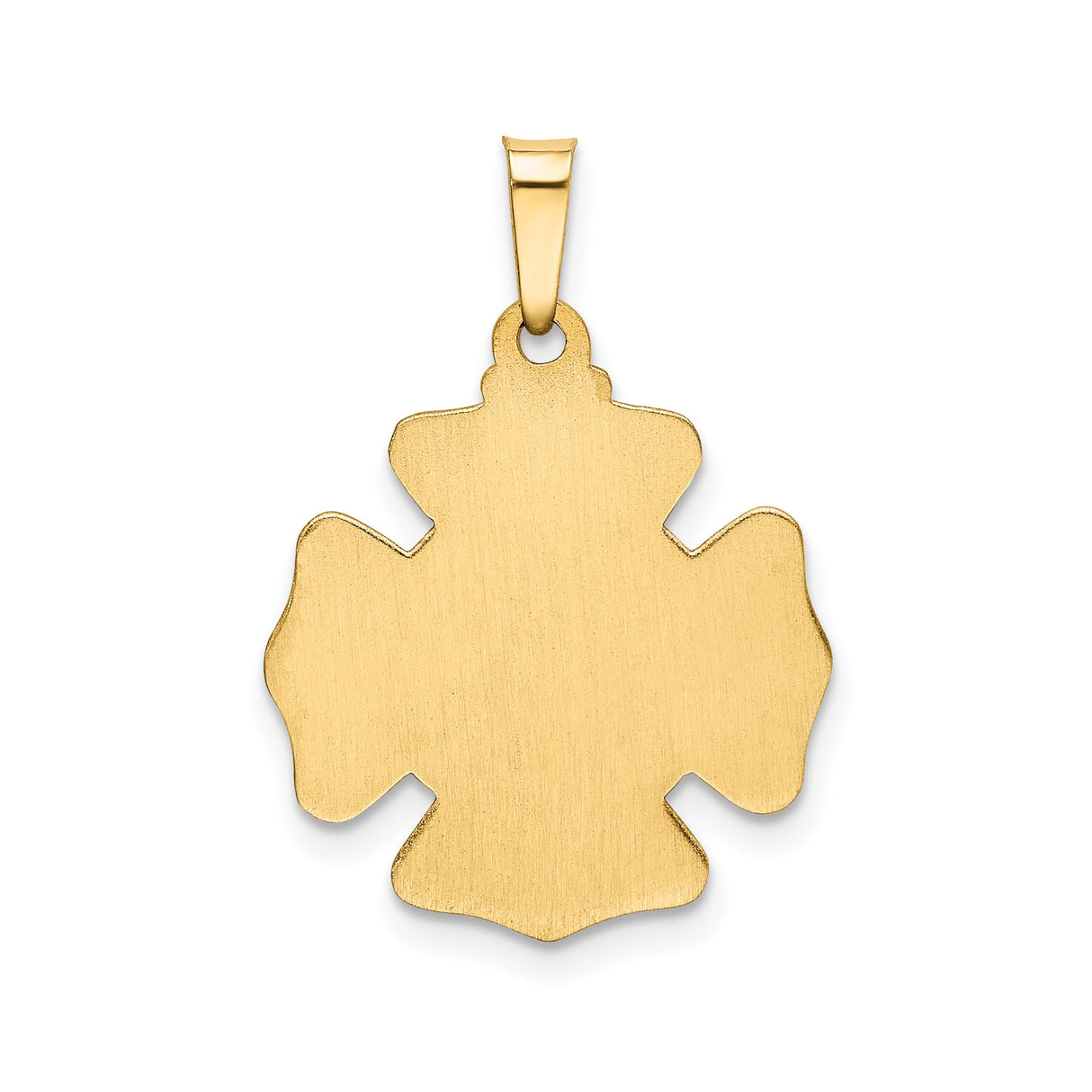 14k Yellow Gold Firefighter Pendant, St Florian Protect Us Maltese Cross Medal Charm