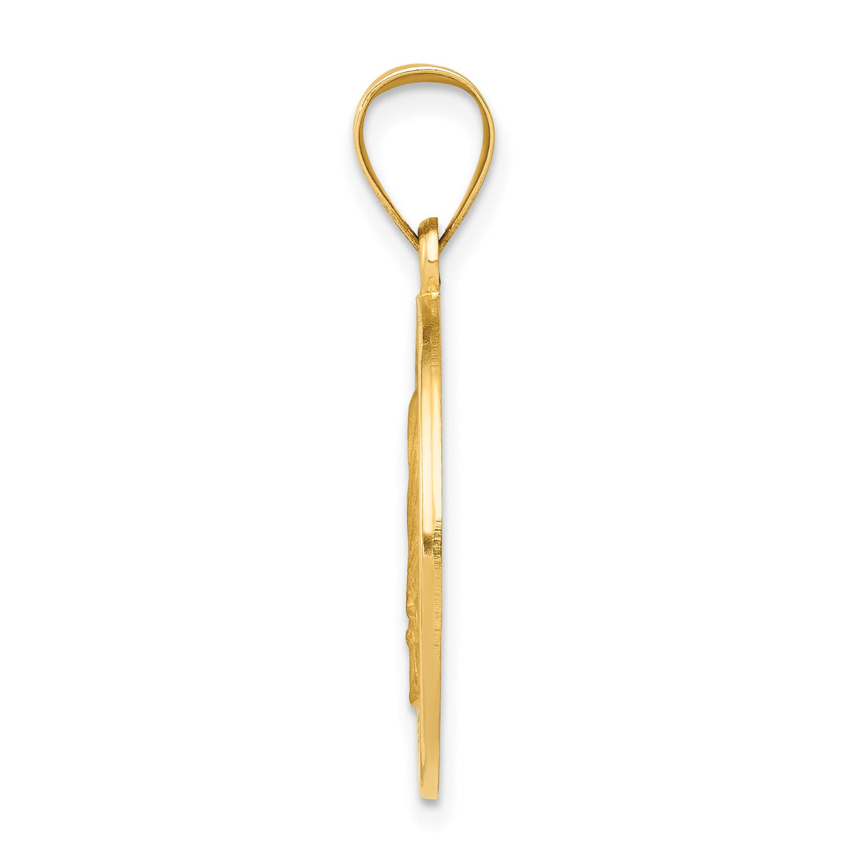 14k Yellow Gold Mother Teresa Pendant with Pray for Us Catholic Medal Design for Women