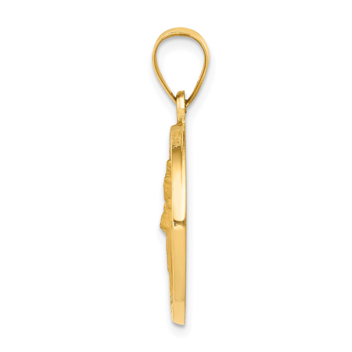 14k Yellow Gold Saint Patrick Pendant, Round Religious Medallion with Prayer Engraving