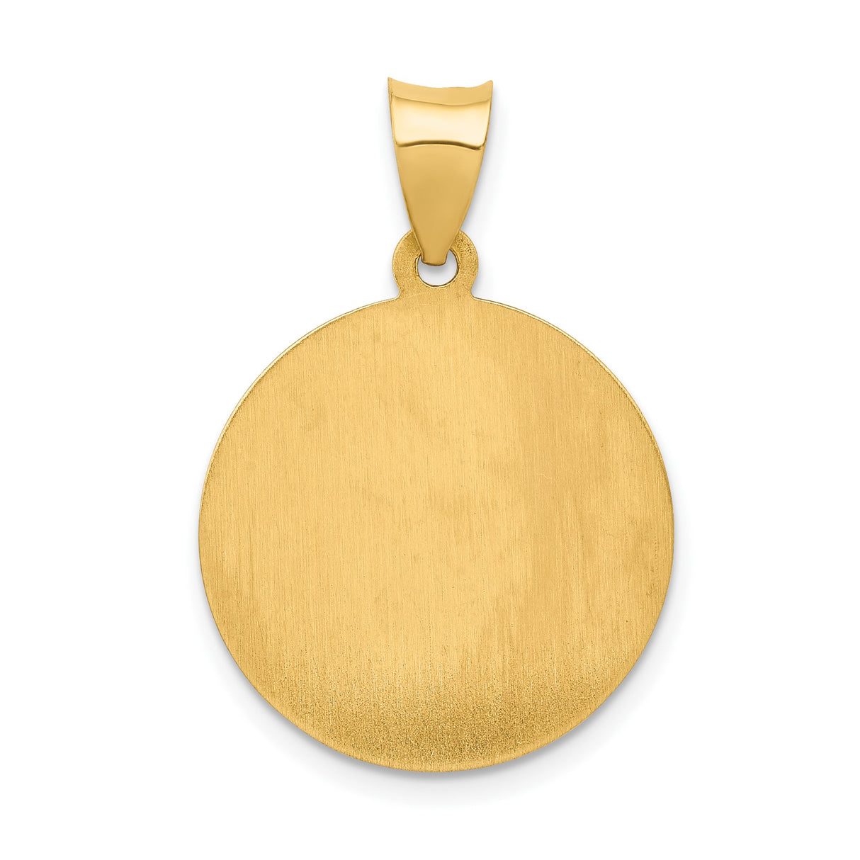 14k Yellow Gold Saint Patrick Pendant, Round Religious Medallion with Prayer Engraving